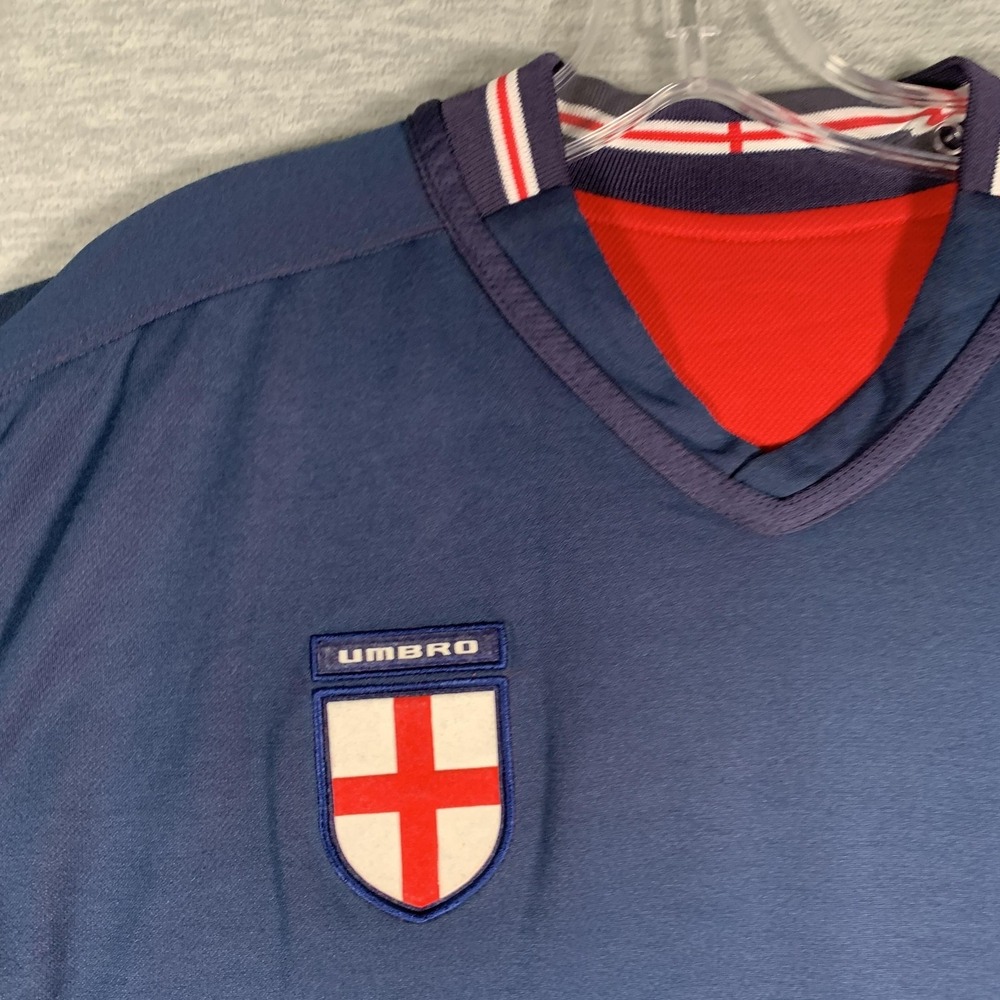 Vintage England National Team Soccer Jersey Mens Large Navy Red Umbro Reversible - Picture 5 of 15